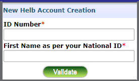 HELP New HELB Account Creation Form