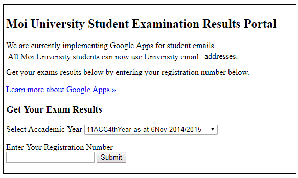 Moi University Online Results