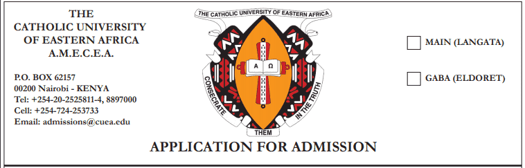 Catholic University of Eastern Africa (CUEA) Intake 2022