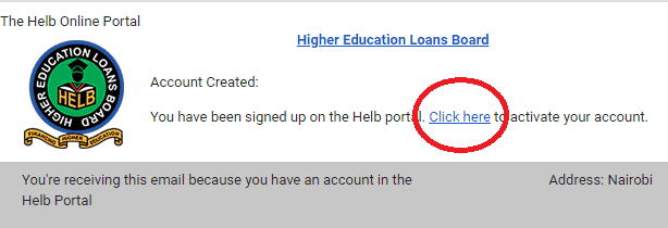 HELB Account Activation Via Email ID