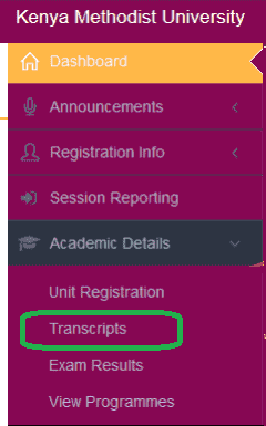How to check KEMU Academic Transcripts
