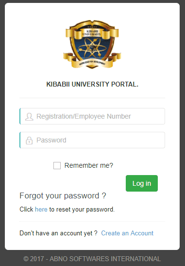 Kibabii University Online Registration student portal