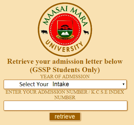 Retrieve Maasai Mara University Admission Letter